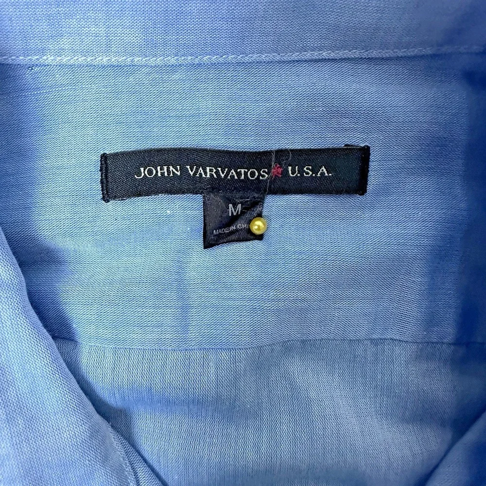 John Varvatos Womens Medium Blue Cotton Minimalist Chic Shirt Roll Tab Sleeves - Picture 3 of 13